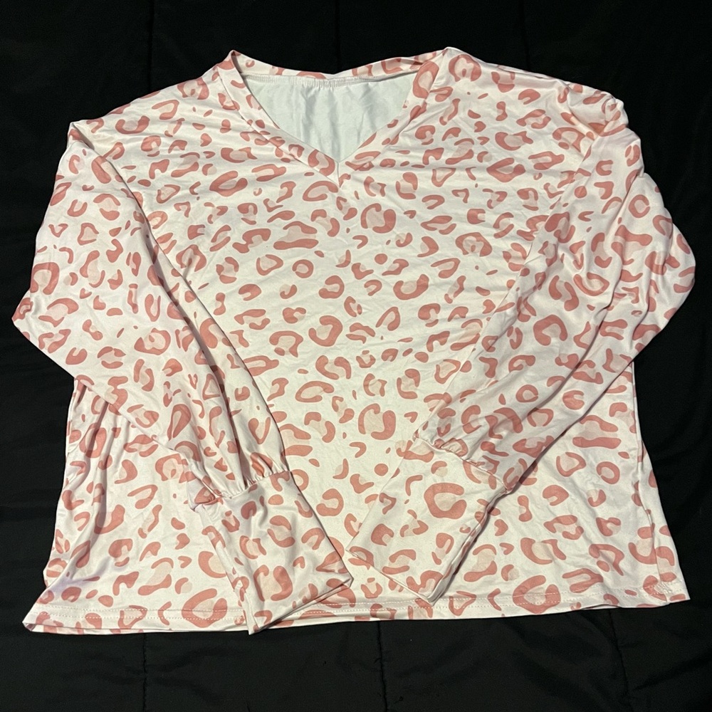 Pink Leopard Print Long Sleeve pajama set